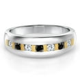 thumbnail image 2 of Gem Stone King White Lab Grown Diamond and Black Diamond Wedding Band Ring for Men | 925 Sterling Silver and 10K Yellow Gold | 0.46 Cttw | Round 2.5MM | Size 9, 2 of 3
