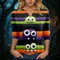 thumbnail image 2 of Towmus Womens Tops 3/4 Length Sleeves Halloween Oversized 3D Eyes Print Graphic T Shirt Women V Neck Blouses Loose Under $10, 2 of 5