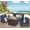 Blue, variant on Gaildon 5 Piece Patio Furniture Set with Fire Pit Table, All Weather Outdoor Sectional PE Rattan, Patio Conversation Sets with Cushions for Garden Lawn Balcony Porch Deck, Beige