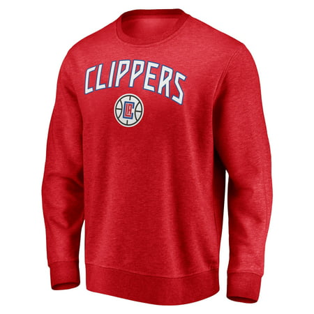 Men's Fanatics Branded Red LA Clippers Game Time Arch Pullover Sweatshirt