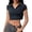 Black, variant on Trendfront Womens Solid Polo Shirts Collared Short Sleeve Cropped Slim Fit Casual Summer Golf Tops Sports Fan Everyday Wear