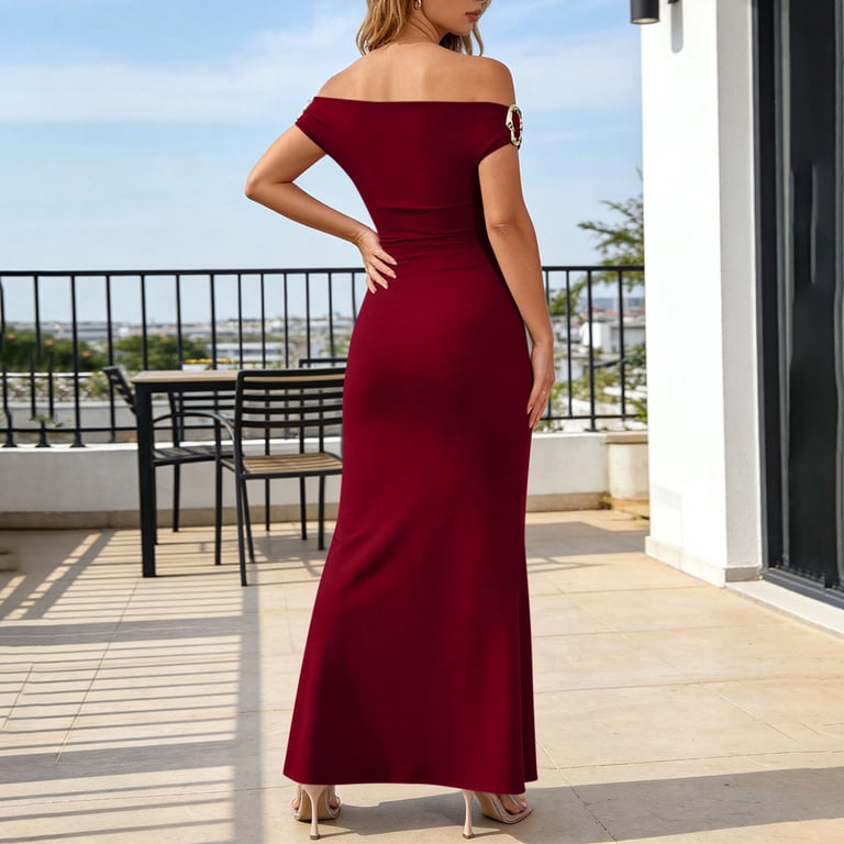 form fitting formal dresses High Neck Floor Length Long Chiffon Prom Split Evening Gowns Flattering long net jersey gown with off the shoulder top Efsteb Formal Dresses For Women