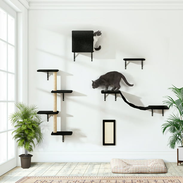 Best 5 Pcs Wall-Mounted Cat Climber Set Cat Wall Shelves and Perches Set of  5, Sleeping Playing Lounging Climbing Cat Tree House for Multiple Cats,