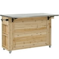 thumbnail image 5 of Outdoor Kitchen Island 63.5 Foldable Side Tabletop Cooking Station Dark Brown Grill Cart with Ample Storage Space for Backyard BBQ Patio, 5 of 26