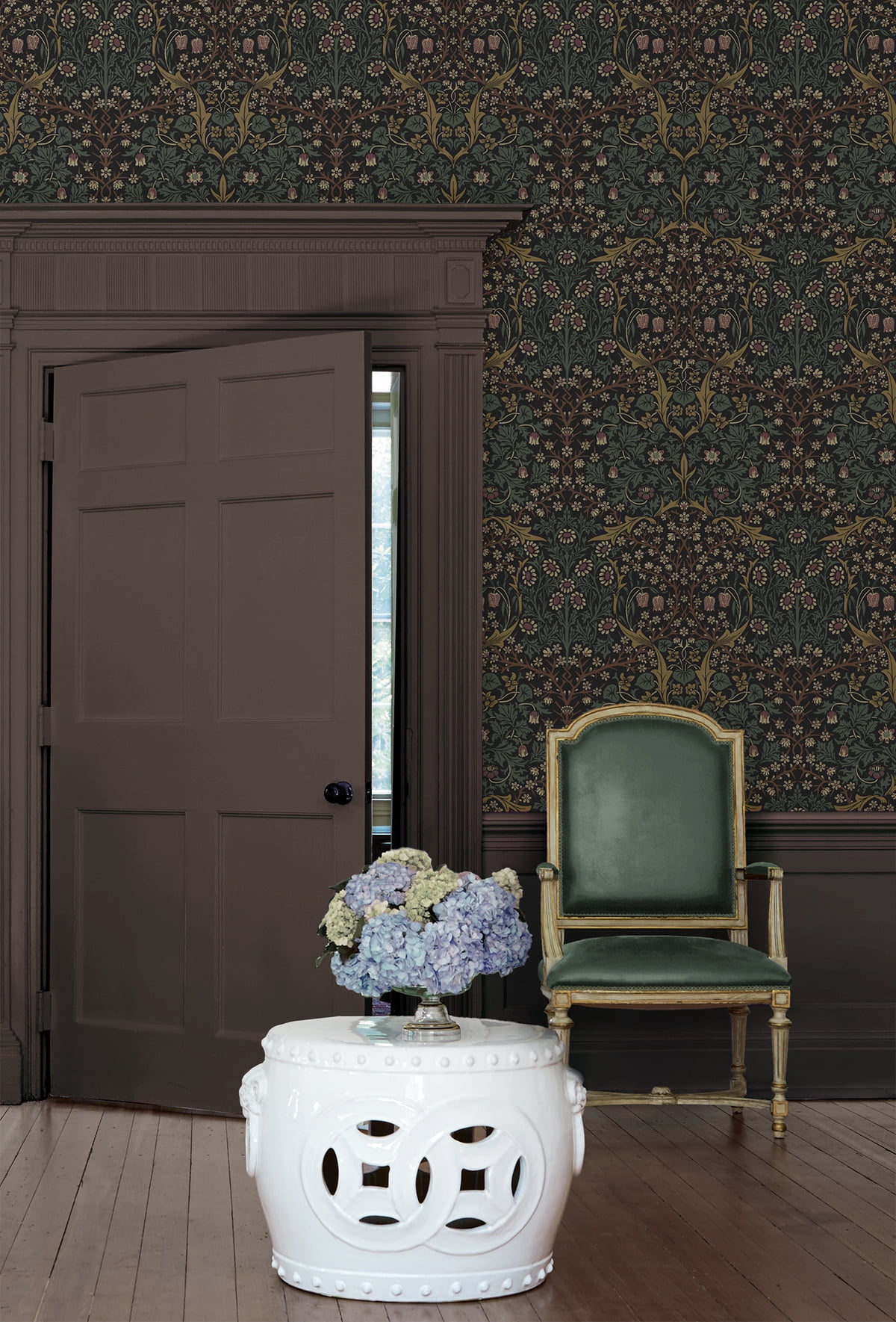Seabrook Designs Blacksmith & Cliffside Victorian Garden Floral Prepasted Wallpaper - 20.9 in. W x 33 ft. Roll