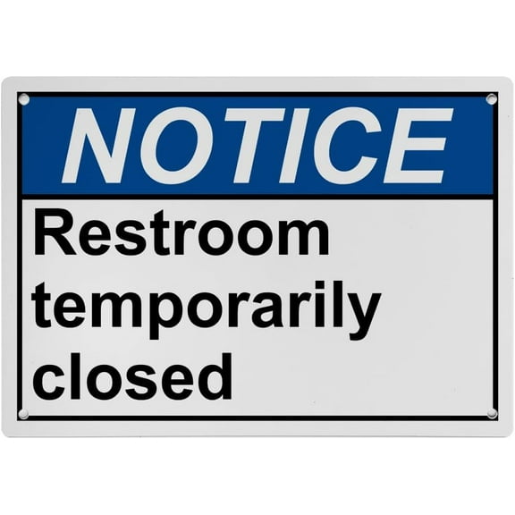 Weatherproof ANSI Restroom Closed Out of Order Sign (Restroom temporarily closed) 8 in" x 12 in" UV Resistant Indoor Outdoor Workplace Insdustrial Caution Danger Warning Sign
