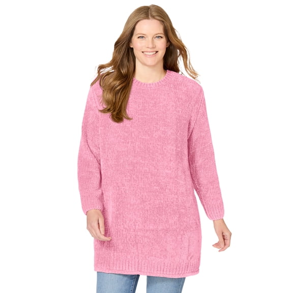 Woman Within Plus Size Crewneck Chenille Sweater