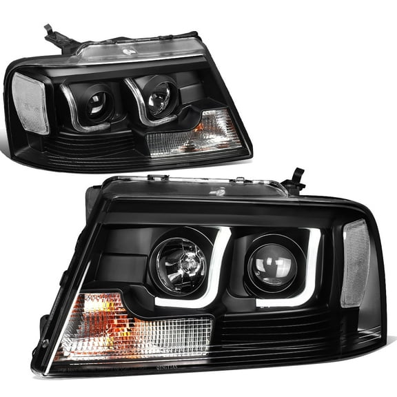 DNA Motoring For 2004-2008 Ford F150 Dual LED DRL Projector Headlight Lamp Pair Black Clear