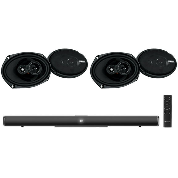 (4) Memphis Audio PRX6903 6x9" 3-Way Car Audio Speakers Bluetooth Soundbar w/Sub