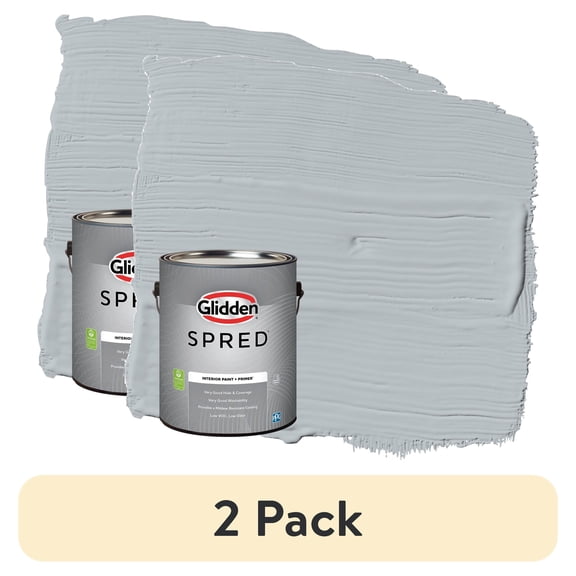 (2 pack) Glidden Spred Grab-N-Go Gray Frost / Grey Flat Interior Paint with Primer, 1 Gallon