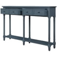 thumbnail image 6 of 58" Console Table with Two Drawers and Bottom Shelf, Farmhouse Long Sofa Table with Solid Wood Legs, Storage Cabinet Sideboard Table for Entryway Living Room Hallway, Easy Assembly, Antique Navy, 6 of 7