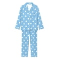 thumbnail image 6 of Blmnix Womens Sleepwear Bamboo Pajamas Button Up Pajamas Sleepwear Sets Pjs Straight-Leg Collared Blue Long Sleeve Full Fall Pajamas Women,S, 6 of 8