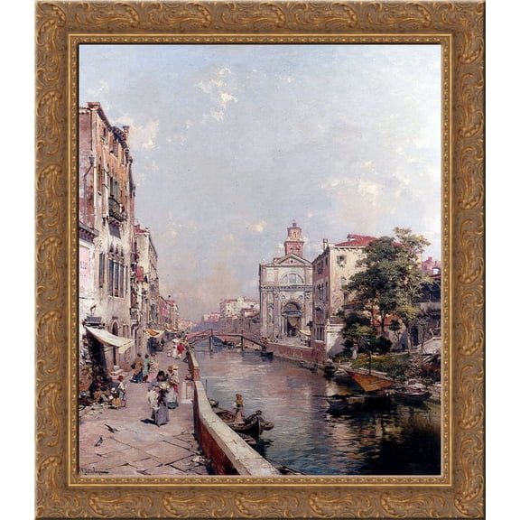 Rio St. Geronimo, Venice 24x20 Gold Ornate Wood Framed Canvas Art by Franz Richard Unterberger