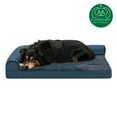 thumbnail image 4 of FurHaven Pet Products Plush Faux Fur & Almond Print Orthopedic Deluxe L-Chaise Sofa Pet Bed for Dogs & Cats - Blue Almonds, Large, 4 of 14