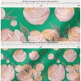 thumbnail image 2 of Soimoi Green Cotton Poplin Fabric Leaves & Peach Floral Watercolor Print Sewing Fabric BTY 56 Inch Wide, 2 of 7