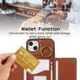 thumbnail image 4 of Crossbody Wallet Case for iPhone 13 with Lanyard Strap Card Slot Holder RFID Blocking 360° Ring Kickstand,Magnetic Flip Folio Zipper Purse Case, PU Leather Cover Handbag,Coffee, 4 of 10