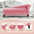 thumbnail image 5 of ACMEASE Upholstered Chaise Lounge with Right Armrest & Lumbar Pillow,Button Tufted Lounge Sofa with Storage,Lounge Chair Indoor,Modern Velvet Lounge Chair for Bedroom, Living Room and Office, Pink, 5 of 7