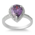 thumbnail image 1 of Embraced Tear Drop Simulated Amethyst Cubic Zirconia Ring Sterling Silver 925, 1 of 3
