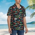 thumbnail image 3 of Pofeuu Hand Drawn Colorful Fishes Print Hawaiian Shirt for Men Sleeves Casual Button Down Summer Beach Dress Shirts T-Shirts,X-Large, 3 of 7