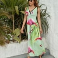 thumbnail image 3 of Flamingo Pattern Sleeveless Dress Woman Fashion Long Dresses Women's Summer Suit Dress 2025, 3 of 7