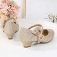 thumbnail image 5 of SGMVNU Girls Glittler Sandals Low Heel Elegant Mary Jane Dress Sandal Wedding Party Flower Girl Dress Shoes for Little/Big Kids Gold Size 7-8 Years, 5 of 5