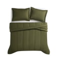 thumbnail image 3 of Brooklyn Loom Oversized Cotton Percale Olive Green Full/Queen 3 Piece Comforter Set, Solid Color Themed, Oeko-TEX Certified Confidence, 3 of 7