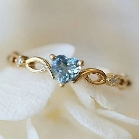 Gems Jewels 2.00 Ct Heart Cut Aquamarine Engagement Wedding 14K White Gold Plated 925 Sterling Silver For Women's -8