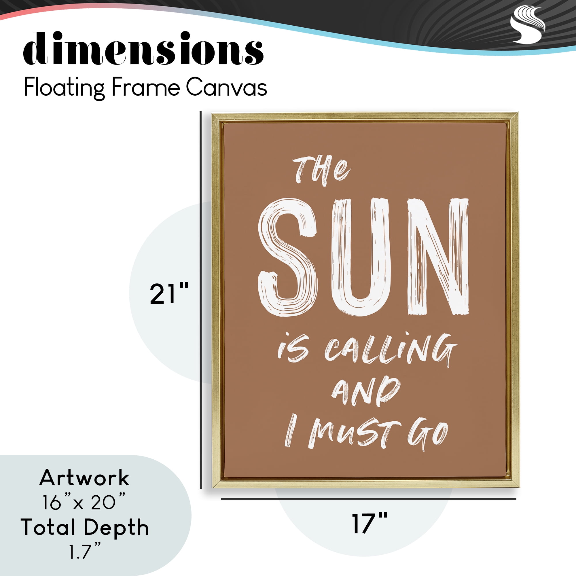 Sun Is Calling Must Go Gold Framed Floater Canvas Wall Art, design by Lettered and Lined