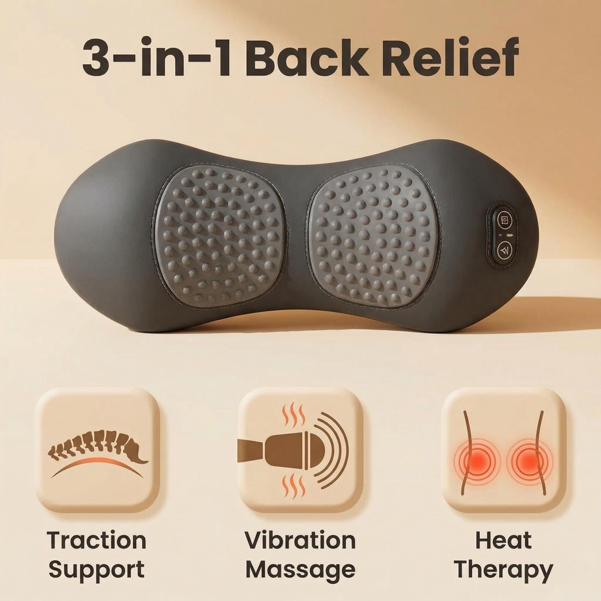 Smooth Spine Triple Fusion Back Massager, 2026 New Triple Fusion Massager for Sciatica, with Electric Traction Lifting & Heat Compress, All-Round Support, Relieve Neck/Shoulder Discomfort