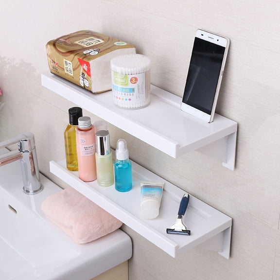 FELTECHELECTR 1Pcs Suction Cup Storage Rack White Plastic Bathroom Organizer 39x15x10Cm