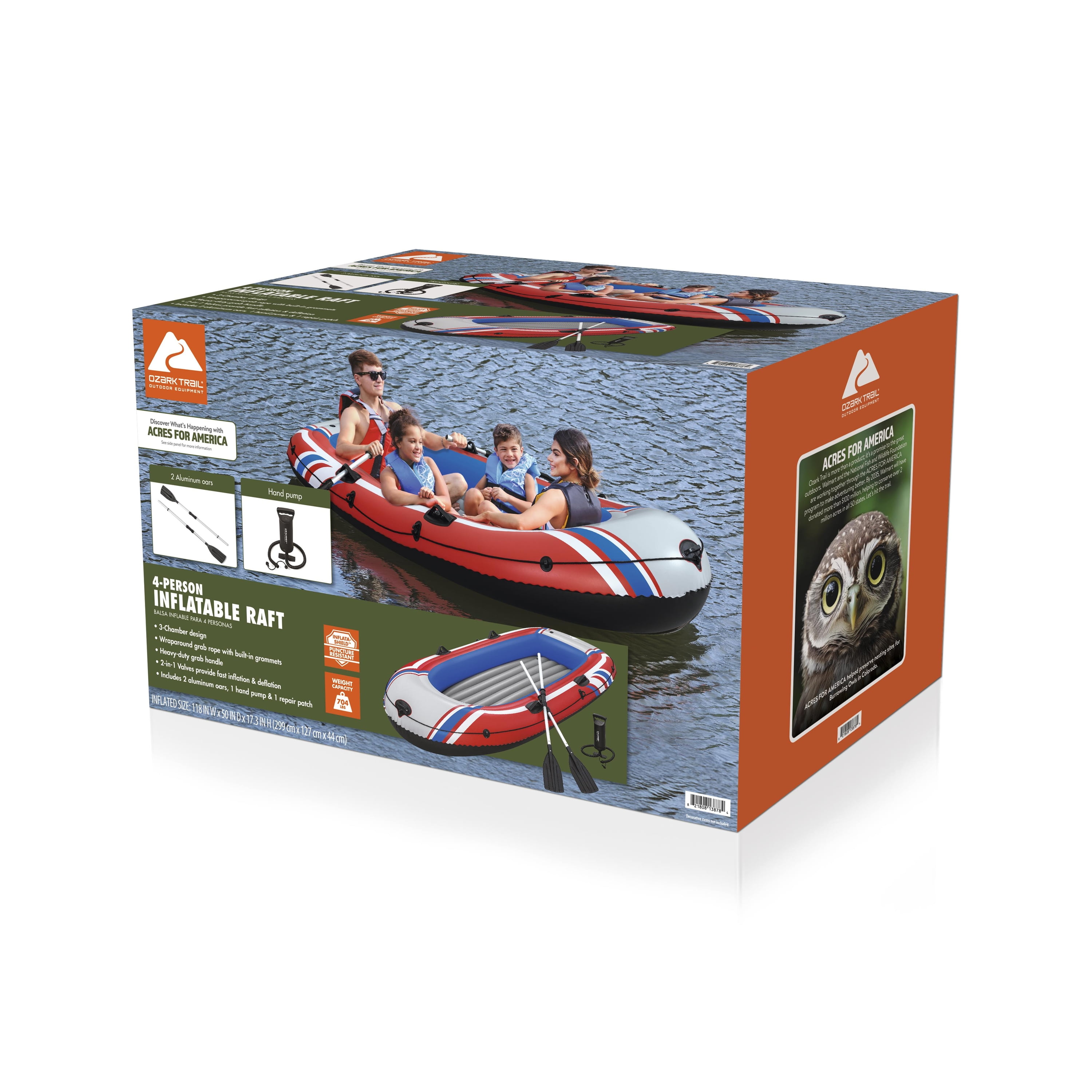 Ozark Trail 4-Person Inflatable Recreational Raft Set 9'10" x 50"