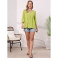 thumbnail image 4 of DARING DIVA Women's Button Down Blouse Long Sleeve V Neck Lightweight Top XL Yellow, 4 of 6