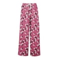 thumbnail image 3 of WTOBBY Women's Summer Floral Print Wide Leg Palazzo Pants Featuring High Waist Elastic Drawstring Casual Design and Pockets for Stylish Outfits ,Pink S, 3 of 7