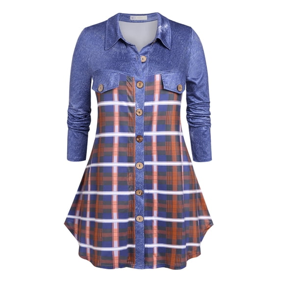 Rosegal Women's Plus Size Button Up Plaid Shirt
