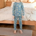 thumbnail image 2 of Hessimy Toddler Boys Girls Spring Summer Cozy 2Pcs Long Sleeve Soft Warm Sleepwear Pajamas Tops Pants Set(Light Blue,9-10 Years), 2 of 7