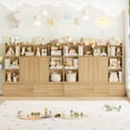 thumbnail image 3 of Homfa 10 Cubes Kids Toy Storage Organizer, 4 Drawers Kids Bookcase and Bookshelf with Doors & Adjustable Shelves for Playroom Kids Room, Natural Color, 3 of 8