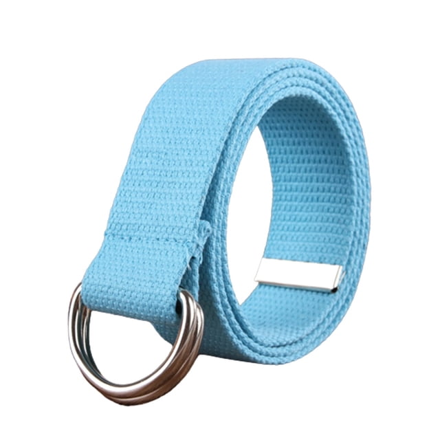 Canvas Metal Waist Belt Replacement Durable Clothing Unfading Exquisite Easy Matching Anti-rust Dual Ring Adjustable Jeans Shorts Belts Sky Blue