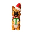 thumbnail image 2 of Lighted German Shepherd Blow Mold Christmas Decoration, 7.87 Inch Dog Figurine with Santa Hat Scarf and Gift Box, Vintage Christmas Dog Decor for Mantel Shelf Tabletop, 2 of 4