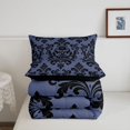 thumbnail image 5 of meiyoeat Dark Skull King Size Comforter Sets,Damask Print Comforters King Size For Adults,Slate Black,Black Reversible,3-Piece,1 Comforter and 2 Pillowcases, 5 of 7