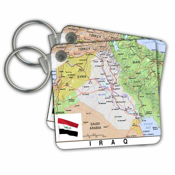 3dRose - 3dRose Image of Topographic Map of Iraq With Flag ...