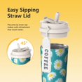 thumbnail image 3 of 18oz Travel Coffee Mug, 316 Stainless Steel Vacuum Insulated Tumbler with 2-in-1 Straw Lid & Strap, Daisy Floral Print, 3 of 6