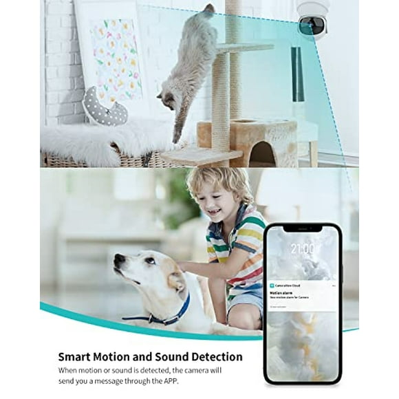 Cámara ZJX WiFi para interiores, cámara para mascotas con APP de teléf