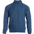 thumbnail image 3 of Aran Button Collar Irish Sweater 100% Merino Wool Men`s Cable Knitted Traditional Pullover Made in Ireland, 3 of 5
