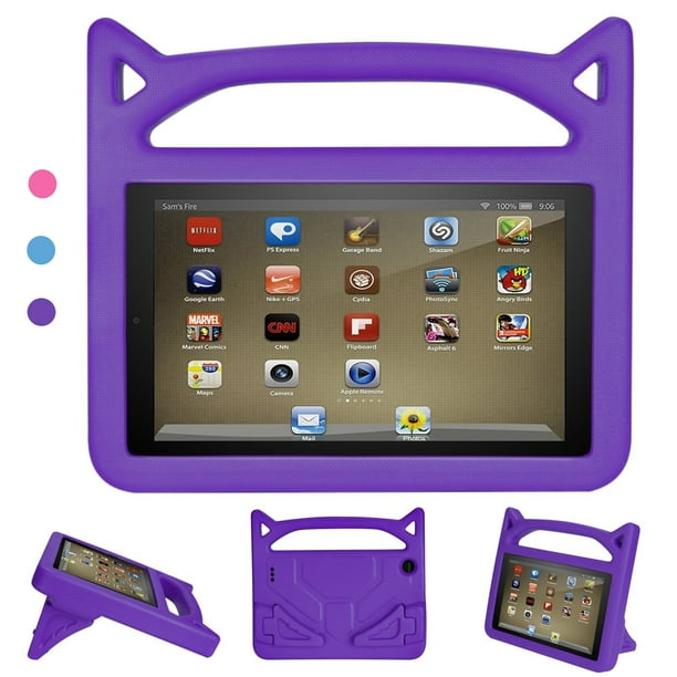 Funda para tableta, ligera, a prueba de golpes, con mango a prueba de niños, funda para niños (8.ª/7.ª/6.ª generación, 2018/2017/2016) rosa/azul/púrpura Xemadio FLD-2983