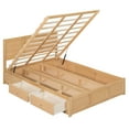 thumbnail image 4 of Euroco Full Size Lift up Storage Bed, Wood Platform Bed Frame with 2 Drawers,  Hydraulic Storage System, Easy Assembly, Natural, 4 of 18