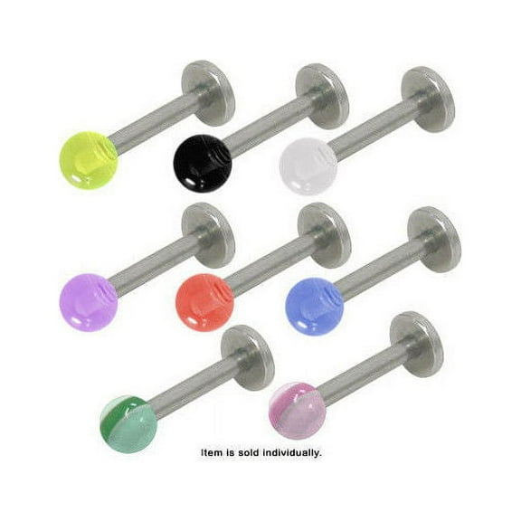Internally Threaded 14G Labret Monroe with Colored UV Acrylic Ball - 8 Colors