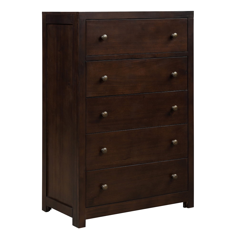 Lowestbest 5 Drawer Nightstand, Classic Solid Wood Chest, Solid Wood Dresser of Freely Configurable Bedroom Sets Chest, Rich Brown Lowestbest 5 Drawer Nightstand, Classic Solid Wood Chest, Solid Wood Dresser of Freely Configurable Bedroom Sets Chest, Rich Brown