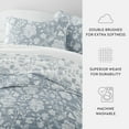 thumbnail image 6 of Noble Linens 3-Piece Light Blue Textured Floral Reversible Quilt Set, King, 6 of 8