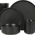 thumbnail image 2 of Zuma Stoneware Plates, Bowls, & Mugs Dinnerware Set - Matte Black, Service for Four (16pcs), 2 of 6