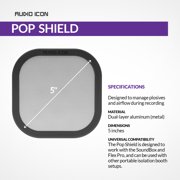 Pop Shield Replacement Windscreen for Audio Icon Flex Pro Interchangeable Professional Studio Recording Microphone Dual Layer Isolation Booth Foam Ball [Pop Filter Only] (Metal Pop Filter)